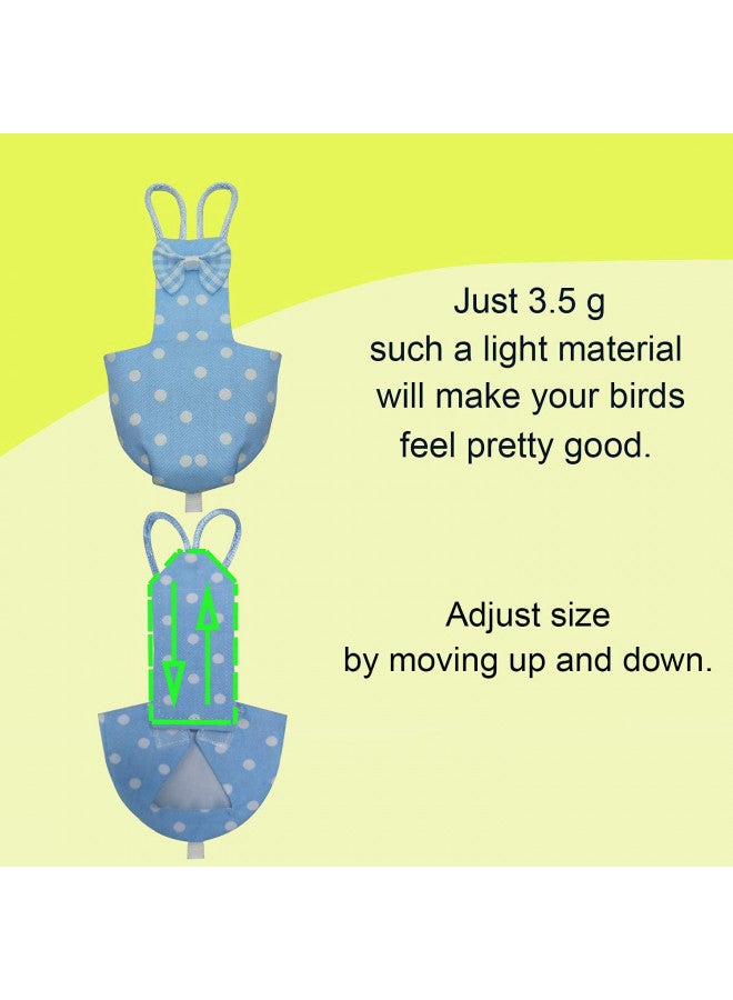 VANTRONIK VANFAVORI Bird Diaper Harness Flight Suit Clothes with 80 Inch Flying Leash for Parrots Cockatiel Pet Bird, Blue with White Dots, S Size, Including A Cotton Pad - Image 3
