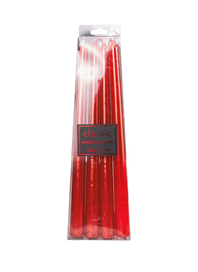 Gulf Flowers Gulf Flowers Red Candle Set - 4pcs (D2cm x H25cm) - Elegant Taper Candles for Home, Valentine’s Day & Event Décor 
