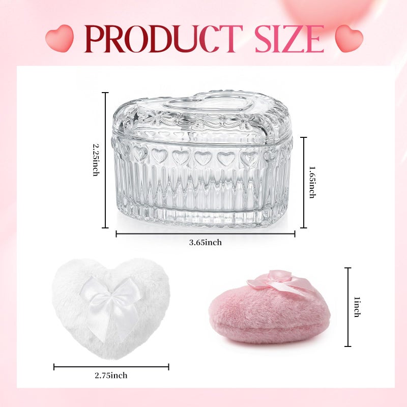 HXRYAGi Body Powder Puff and Container Powder Container with Puff Crystal Case Soft Washable Reusable Velour Face Body Wet Dry Makeup - Image 2