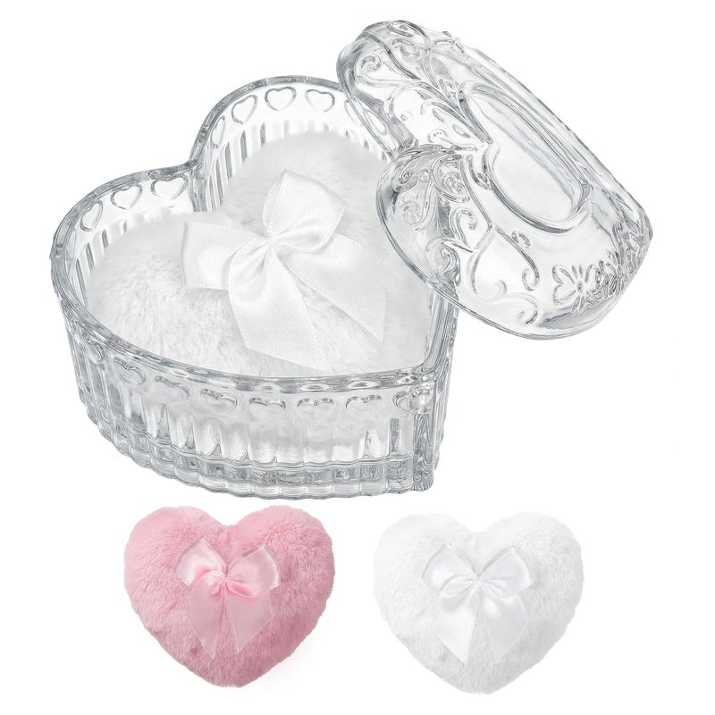 HXRYAGi Body Powder Puff and Container Powder Container with Puff Crystal Case Soft Washable Reusable Velour Face Body Wet Dry Makeup - Image 1