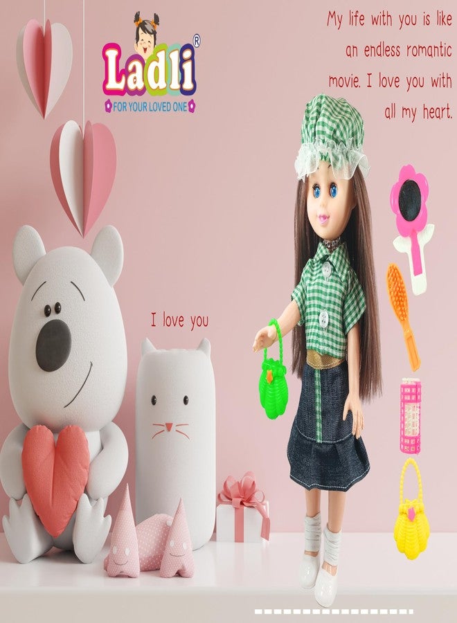 Ladli Blinking Eye Girl Doll Cool Green Skult Dress Doll Toy for Kids Age 3 yr & Above (Multicolor) - Image 4