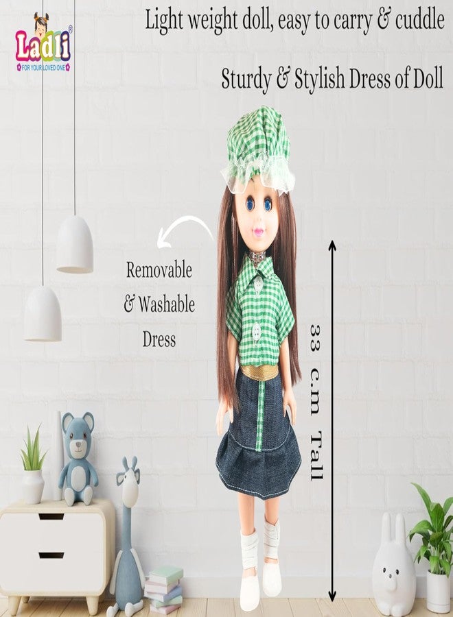 Ladli Blinking Eye Girl Doll Cool Green Skult Dress Doll Toy for Kids Age 3 yr & Above (Multicolor) - Image 3
