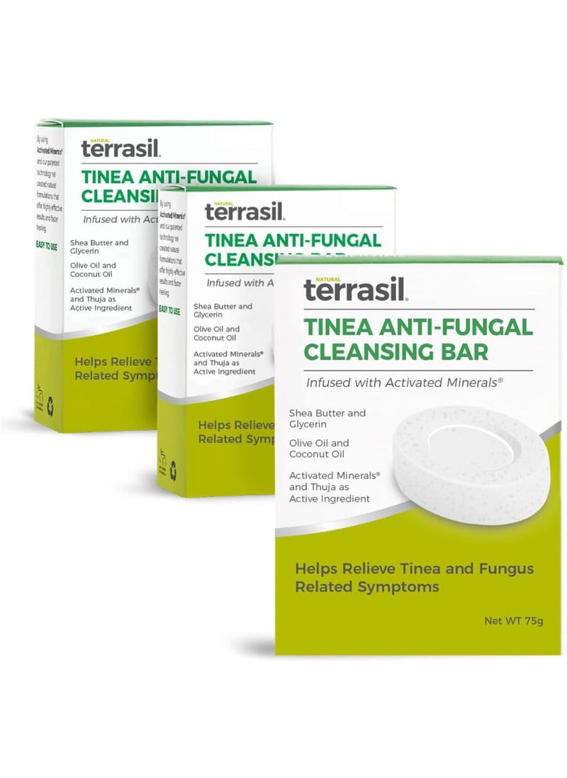 Terrasil terrasil Tinea Soap for Tinea Versicolor Relief, Soothing Care & Relief of Itchy, Irritated Skin, Dermatologist Tested, Hypoallergenic Approved - Natural Antifungal Soap Bar (75g 3-Pack) 