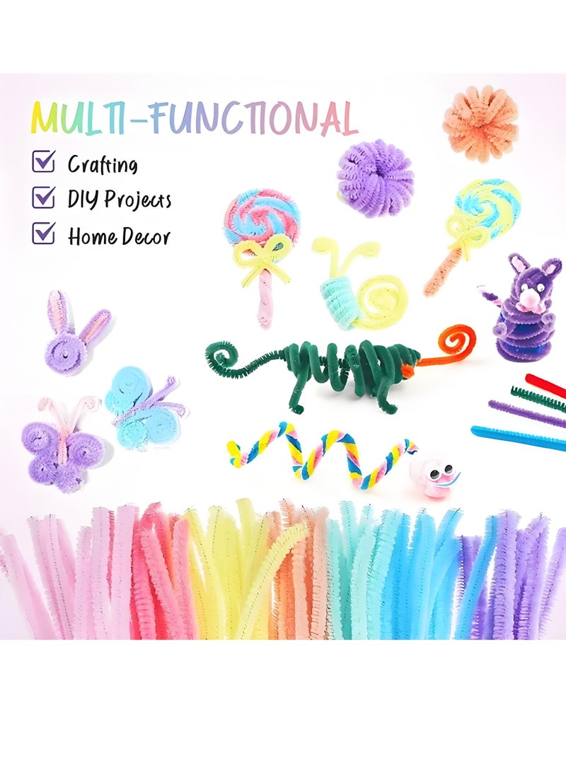 Lee Yon 100 Pcs Top Twisting Stick, Fuzzy Craft DIY, Colorful Fuzzy Wire Craft Pipe, Chenille Wire Plush, Multicolour - Image 3