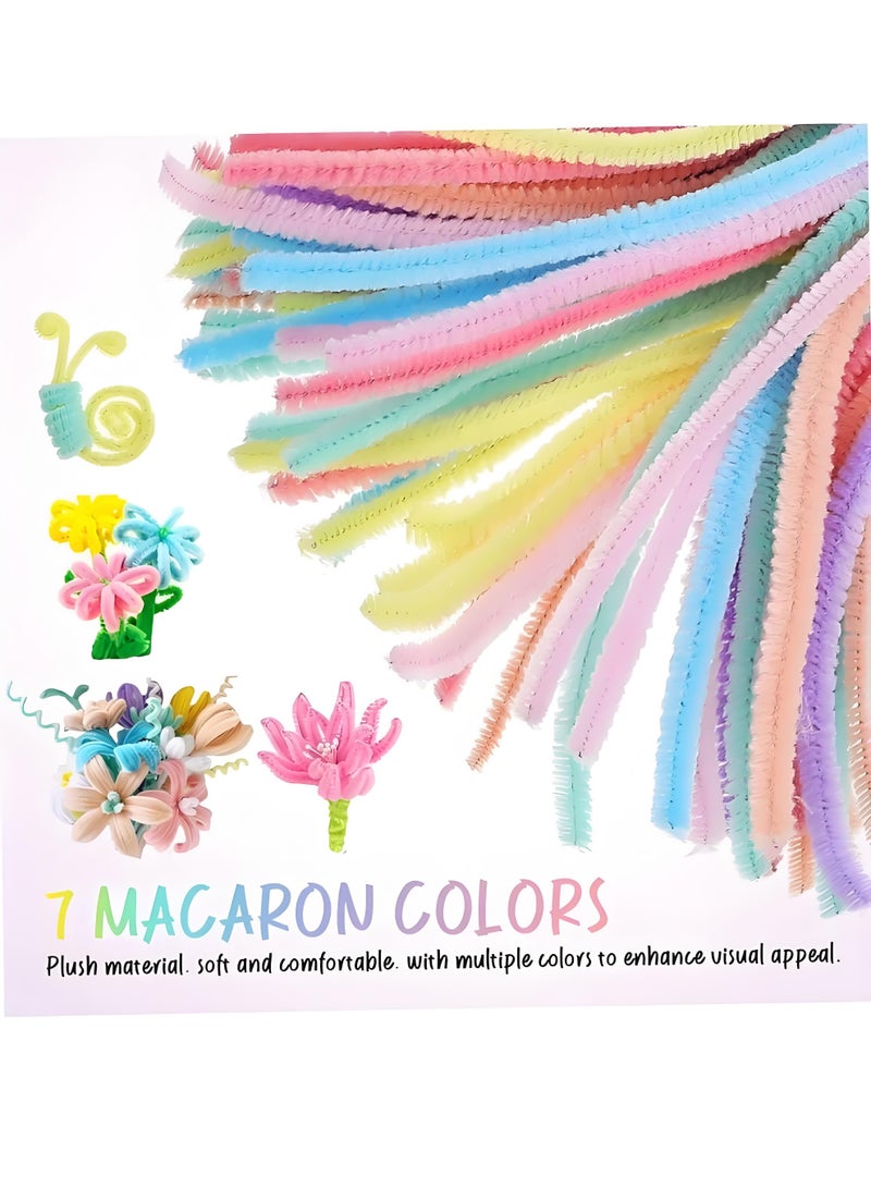 Lee Yon 100 Pcs Top Twisting Stick, Fuzzy Craft DIY, Colorful Fuzzy Wire Craft Pipe, Chenille Wire Plush, Multicolour - Image 2