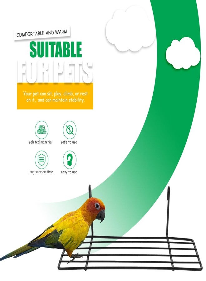 POPETPOP 3 Pack Grid Wall Shelves: Bird Cage Perch Platform with Hooks, Hanging Shelf for Wall Grid Panel, Parrot Patio Sundeck, Home Supplies Organizer, 9.8" - Image 2