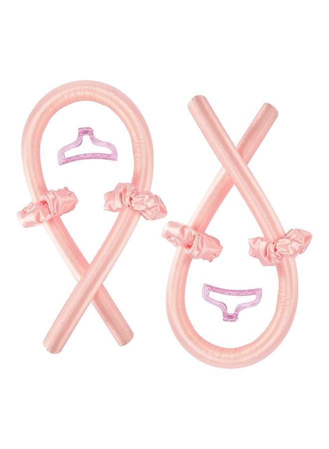 NIBEMINENT 2-Piece Heatless Curling Roller Set Pink