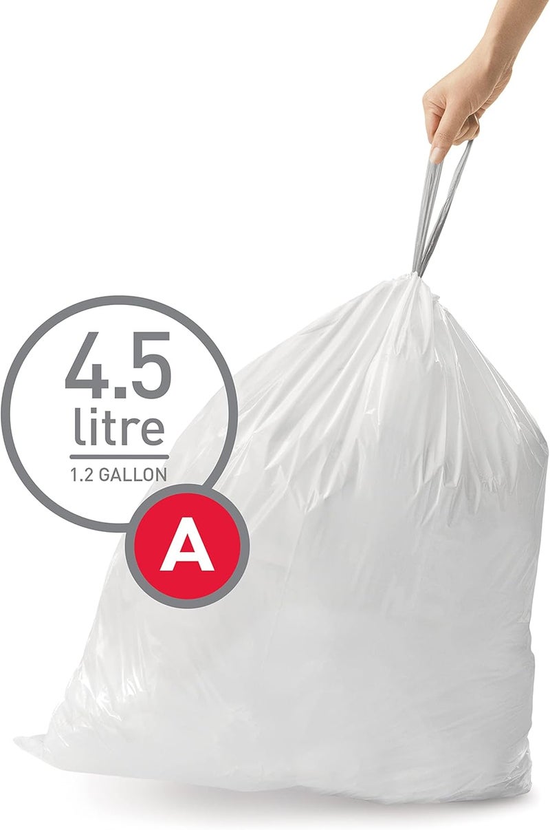 Simple Human Code A 90 Count, Dispenser Pack Custom Fit Liners, Drawstring Trash Bags, 4.5 Liter / 1.2 Gallon, White (Pack of 4) - Image 2