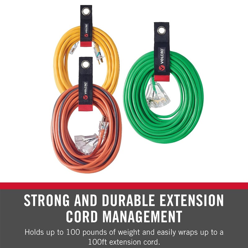 VELCRO Brand Easy Hang Extension Cord Holder Organizer Variety Pack - 3-Pack (10", 14", 18") - Heavy Duty Straps for Garage Organization - Image 2