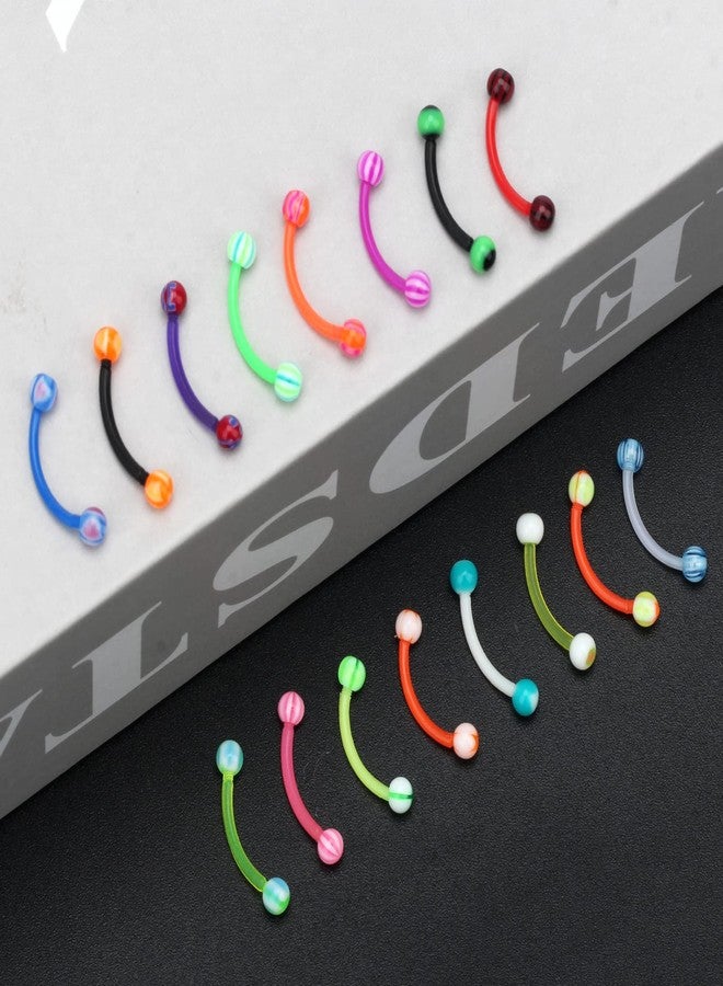 CrazyPiercing Colorful Ball Acrylic Flexible Curved Bar Eyebrow Rings Tragus Piercing Jewelry, 50Pcs, 16G - Image 5