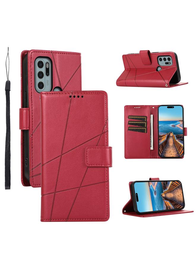 S-TOP Case For Motorola Moto G60S PU Genuine Leather Texture Embossed Line Phone Case - Image 1