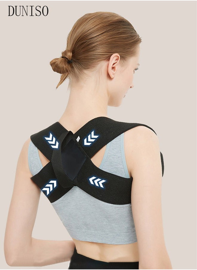 DUNISO Back Correction Strap, Adjustable Posture Corrector Spine Straightener for Relief of Neck Shoulder Pain Develop Good Seated Standing for Men Women Elderly Teens  - Image 1