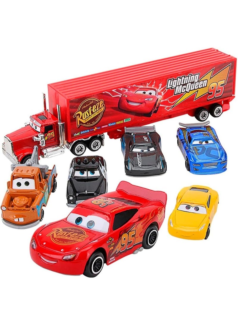 Disney Pixar Cars 2 & 3 7-Piece Diecast Vehicle Set Lightning McQueen The King Chick Hicks Mack Truck Uncle Metal Toy Cars Gift for Kids - Image 1