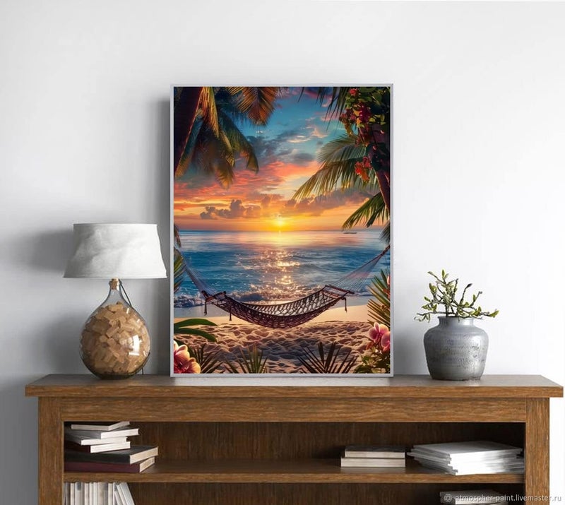 KTHOFCY 5D DIY Diamond Painting Kits for Adults,Tropical Beach Sunset View Full Drill Embroidery Cross Stitch Crystal Rhinestone Paintings Pictures Arts Wall Decor Painting Dots Kits 11.8X15.7 inch - Image 2