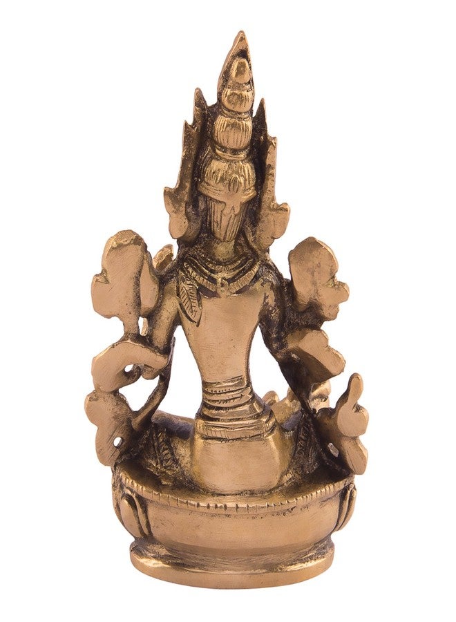 Kartique Brass Idol of Sitting Tara on Beautiful Pedestal for Spiritual Home Decor in Gold Color Height 3.5 Inch - Image 3