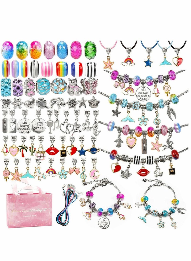 SYOSI 130 Pieces Charm Bracelet Making Kit Including Jewelry Beads Snake Chains, DIY Craft for Girls, Jewelry Gift Set for Arts and Crafts for Kids Ages 8-12 - Image 1