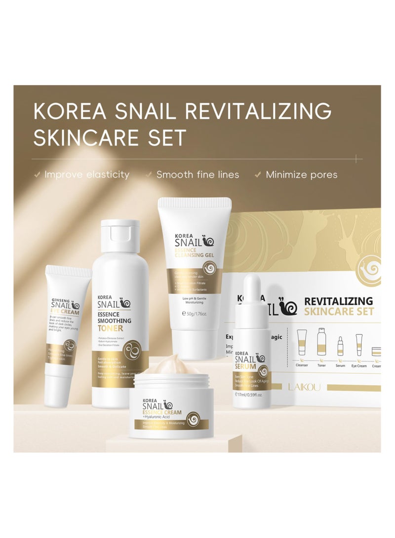Generic Korean Snail Skin Care Set - All About Snail Mucin Kit, Travel-Friendly Skin Care Kit with Cleanser, Toner, Serum, Eye Cream, Face Cream, Facial Kit for Women & Girls Hydrating Skin (5Pcs)  - Image 4