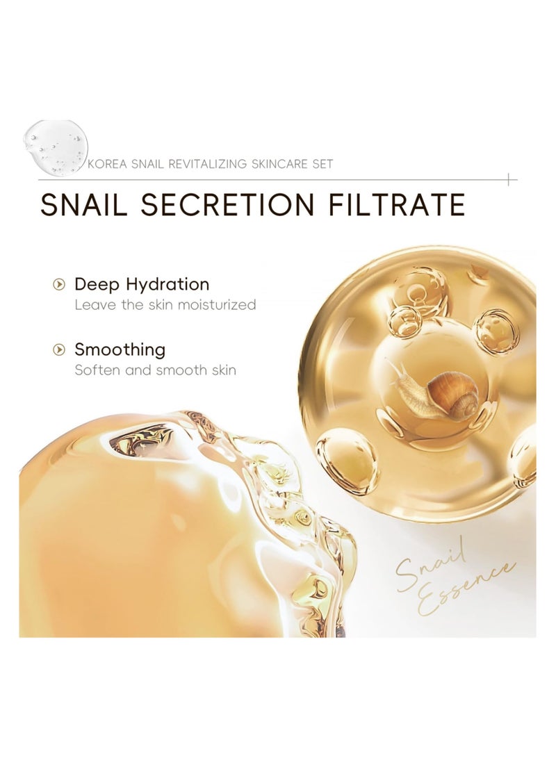 Generic Korean Snail Skin Care Set - All About Snail Mucin Kit, Travel-Friendly Skin Care Kit with Cleanser, Toner, Serum, Eye Cream, Face Cream, Facial Kit for Women & Girls Hydrating Skin (5Pcs)  - Image 2