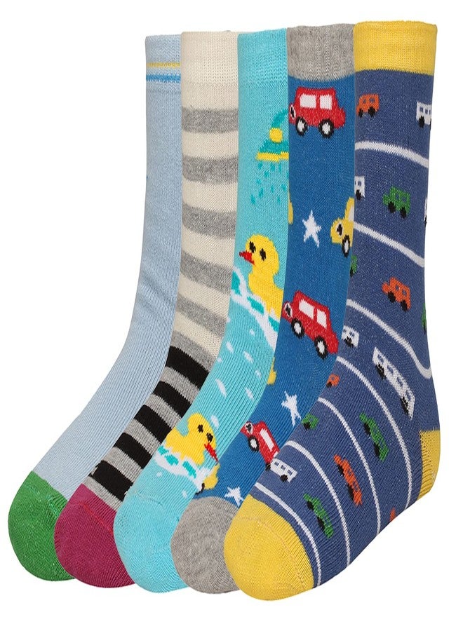 CREATURE Girls And Boys Printed Multicolored Cotton Socks CRE-KIDS-P5-119 (7-8 YEARS) - Image 1