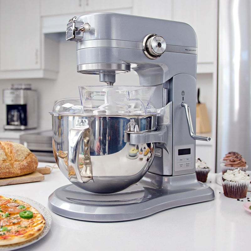 Kenmore Kenmore Elite HeavyDuty 6 Qt BowlLift Stand Mixer 600 Watts with Flat Beater Wire Whisk Dough Hook Stainless Steel Bowls LED Light Digital Countdown Timer Metallic Grey  - Image 2