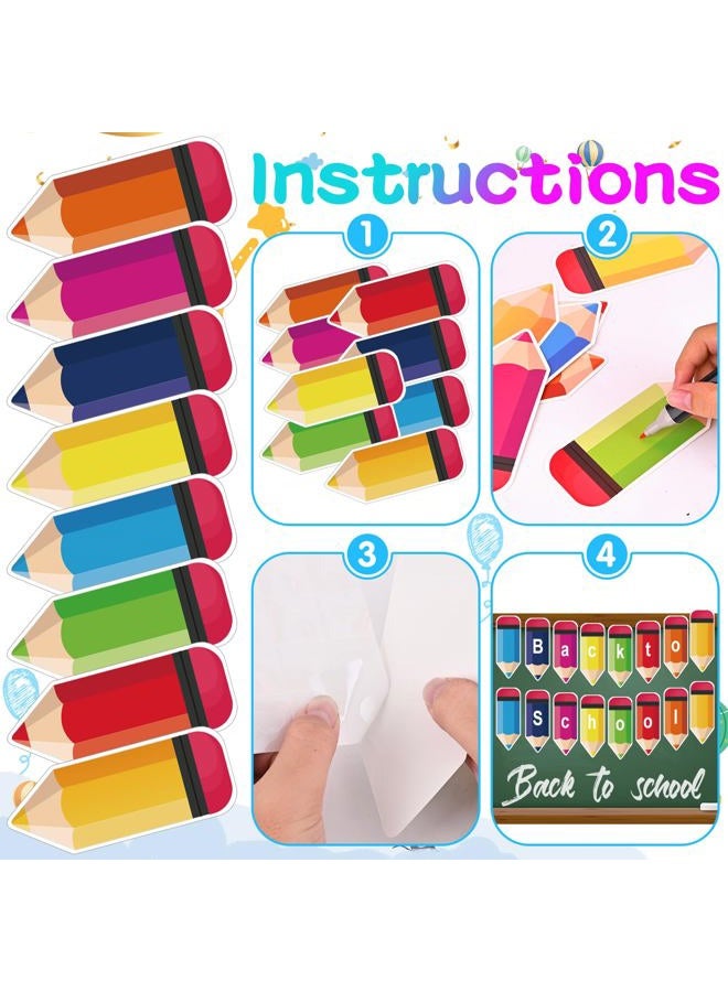 Cyunda Back to School Decorations,72 PCS Colorful Pencils Cutouts for Classroom Decoration,Pencil Name Tags for Classroom Bulletin Board Locker Decor Student Teacher Pencil Paper Cut Outs for Party Decor - Image 3