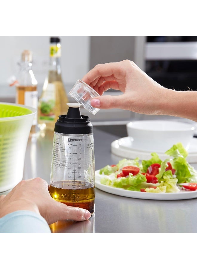 LEIFHEIT Glass Salad Dressing Bottle, 10 Oz, Durable Glass Bottle With Plastic Lid, Non-Drip Spout, Dishwasher Safe, German Design, Elegant, Eco-Friendly, Black  - Image 4