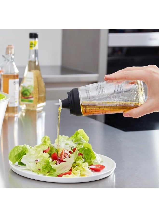 LEIFHEIT Glass Salad Dressing Bottle, 10 Oz, Durable Glass Bottle With Plastic Lid, Non-Drip Spout, Dishwasher Safe, German Design, Elegant, Eco-Friendly, Black  - Image 2