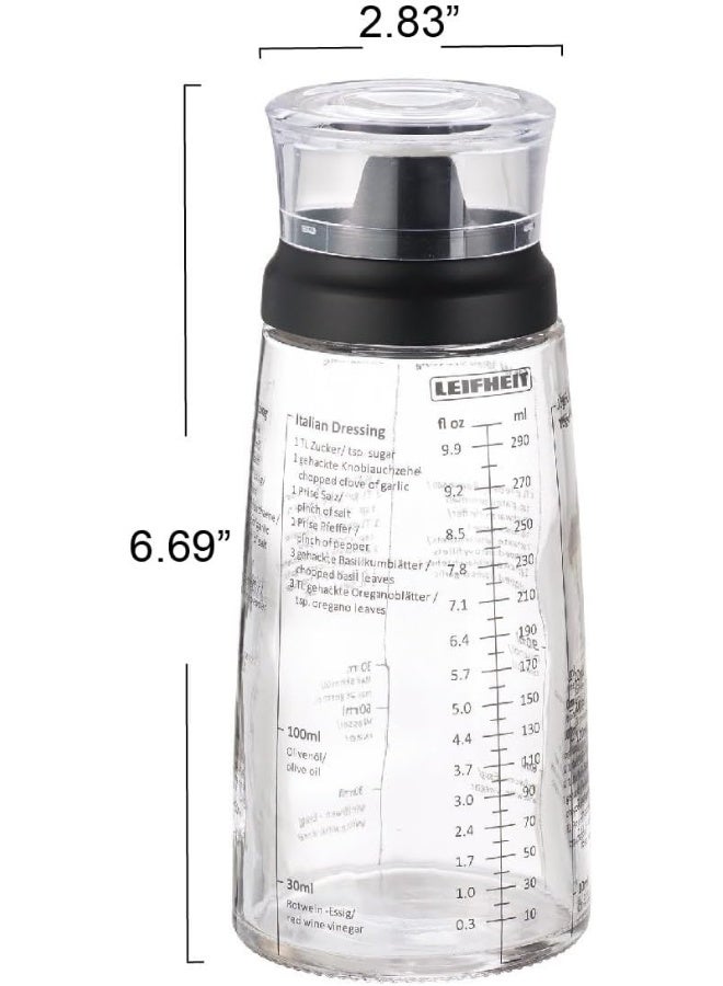 LEIFHEIT Glass Salad Dressing Bottle, 10 Oz, Durable Glass Bottle With Plastic Lid, Non-Drip Spout, Dishwasher Safe, German Design, Elegant, Eco-Friendly, Black  - Image 3