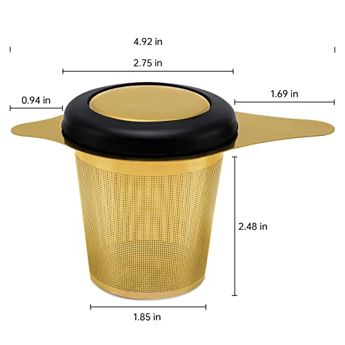 Maqqet Tea Infuser Basket Stainless Steel Tea Strainer Tea Filter With Small Strainer And Lid Tea Diffuser For Loose Tea Superior Brewing Experience (One pack gold) - Image 2