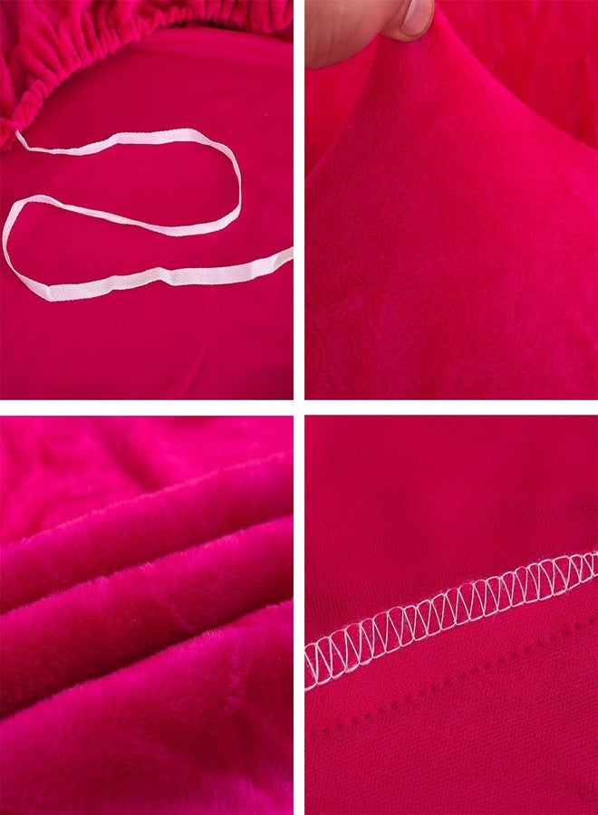 vctops 1-Piece Velvet Plush Stretch Loveseat Sofa Slipcover with Elastic Bottom Soft Fuzzy Fluffy Sofa Covers for 2 Cushion Couch Furniture Protector for Kids, Pet (Rose,Loveseat) - Image 3