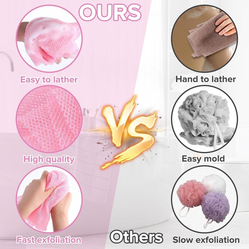 KASTWAVE African Exfoliating Net, 4 Pcs African Net Sponge, African Exfoliating Net for Body Premium Nylon African Wash Net Shower Body Scrubber Back Scrubber Skin Smoother Long Net Bath Sponge for Daily Use - Image 3