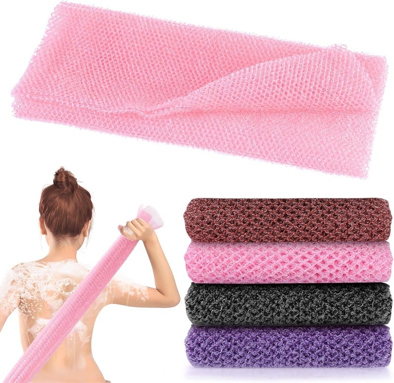 KASTWAVE African Exfoliating Net, 4 Pcs African Net Sponge, African Exfoliating Net for Body Premium Nylon African Wash Net Shower Body Scrubber Back Scrubber Skin Smoother Long Net Bath Sponge for Daily Use - Image 1