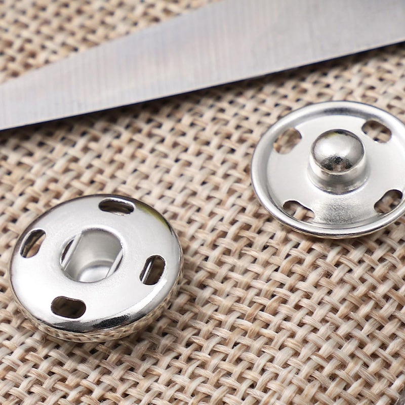 EXQUIMEUBLE 100pcs Metal Sew-on Snap Buttons Silver 12mm Clothing Snap Fasteners Removable Press Studs for Pants Jackets DIY Sewing Projects - Image 4