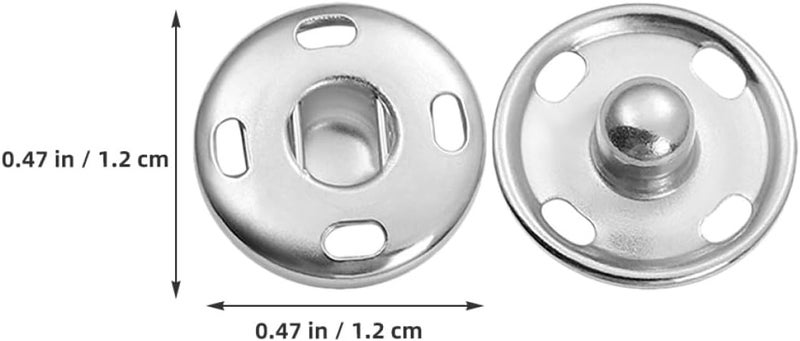 EXQUIMEUBLE 100pcs Metal Sew-on Snap Buttons Silver 12mm Clothing Snap Fasteners Removable Press Studs for Pants Jackets DIY Sewing Projects - Image 2