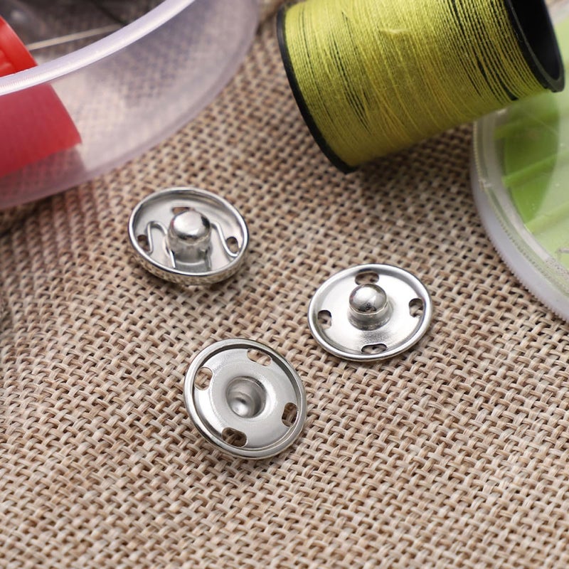 EXQUIMEUBLE 100pcs Metal Sew-on Snap Buttons Silver 12mm Clothing Snap Fasteners Removable Press Studs for Pants Jackets DIY Sewing Projects - Image 5