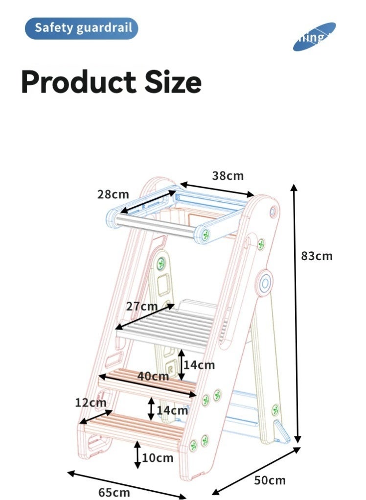 Step stool foldable adjustable Montessori learning tower, baby walking chair, children's climbing chair, step stool - Image 5