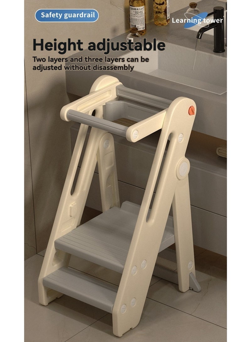 Step stool foldable adjustable Montessori learning tower, baby walking chair, children's climbing chair, step stool - Image 3