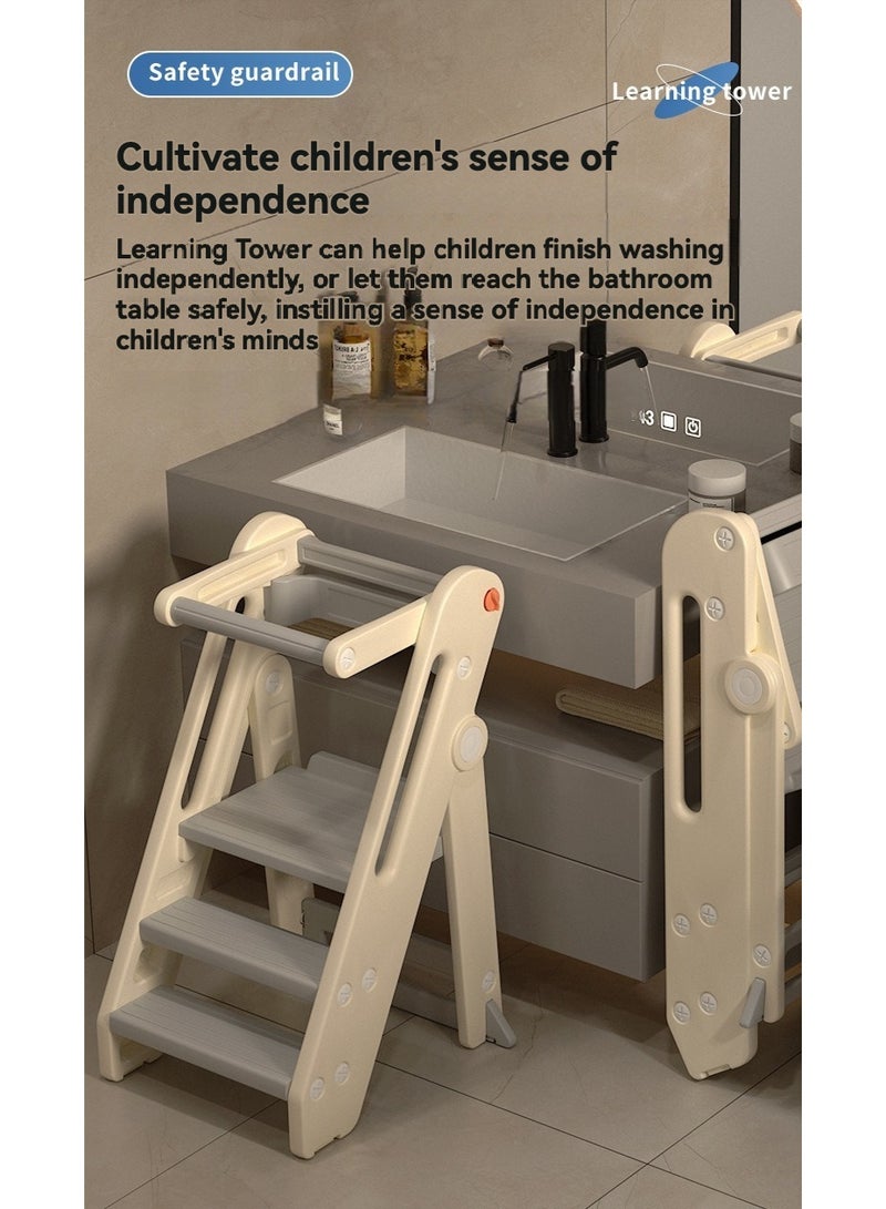 Step stool foldable adjustable Montessori learning tower, baby walking chair, children's climbing chair, step stool - Image 2