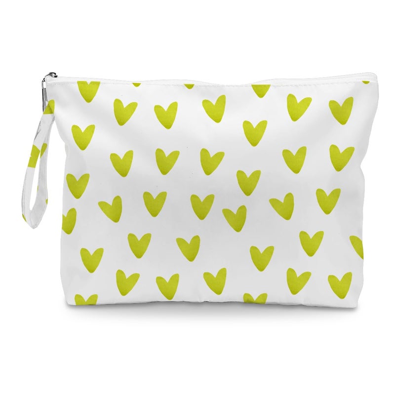 Fokongna Love Heart Wet Bag For Swimsuit Travel Makeup Bag Waterproof Large Capacityfor Women Girls Mom Sister Friends Boho Heart Romantic Gifts Green - Image 2