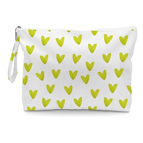 Fokongna Love Heart Wet Bag For Swimsuit Travel Makeup Bag Waterproof Large Capacityfor Women Girls Mom Sister Friends Boho Heart Romantic Gifts Green - Image 1