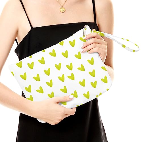 Fokongna Love Heart Wet Bag For Swimsuit Travel Makeup Bag Waterproof Large Capacityfor Women Girls Mom Sister Friends Boho Heart Romantic Gifts Green - Image 3