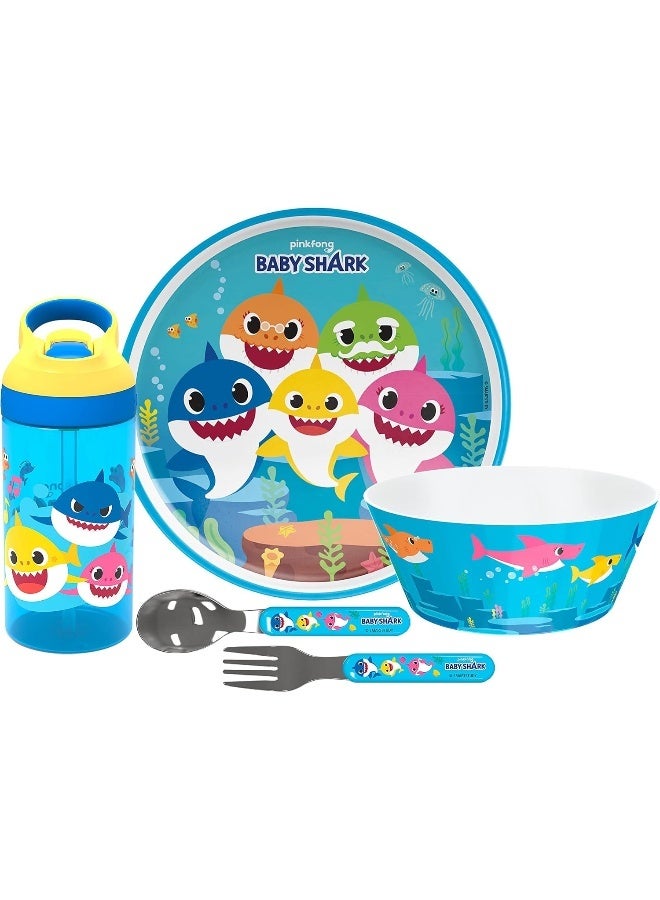 زاك ديزاينز Baby Shark Kids Dinnerware Set 5 Pieces - Image 1
