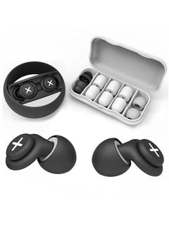 Noise Reduction Ear Plugs-40 dB Noise Cancelling Reusable Hearing Protection in Flexible Silicone for Sleeping Traveling Concerts Work & Swimming 3 Wearing Styles Black