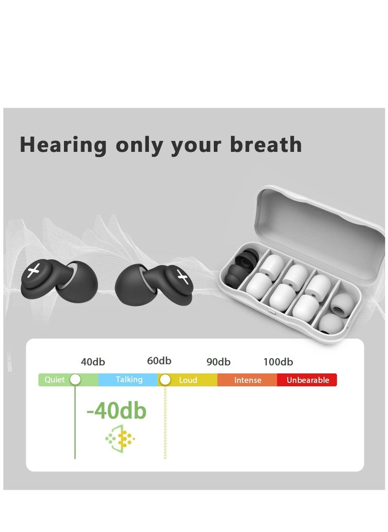 KASTWAVE - Noise Reduction Ear Plugs-40 dB Noise Cancelling Reusable Hearing Protection in Flexible Silicone for Sleeping Traveling Concerts Work & Swimming 3 Wearing Styles Black - Image 1