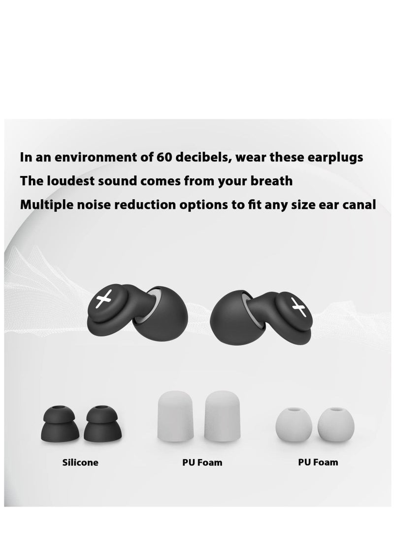 KASTWAVE - Noise Reduction Ear Plugs-40 dB Noise Cancelling Reusable Hearing Protection in Flexible Silicone for Sleeping Traveling Concerts Work & Swimming 3 Wearing Styles Black - Image 1