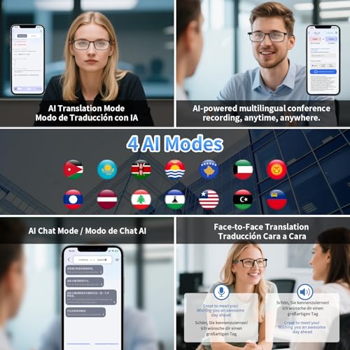 Tulbeys AI Glasses for Men Women Powered by ChatGPT, Bluetooth Smart Glasses with AI Translation(165+ Language), AI Noise Cancellation Via APP, Blue Light Filtering & Ultra-Slim Detachable Arms for Working - Image 5