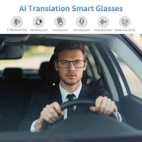 Tulbeys AI Glasses for Men Women Powered by ChatGPT, Bluetooth Smart Glasses with AI Translation(165+ Language), AI Noise Cancellation Via APP, Blue Light Filtering & Ultra-Slim Detachable Arms for Working - Image 2