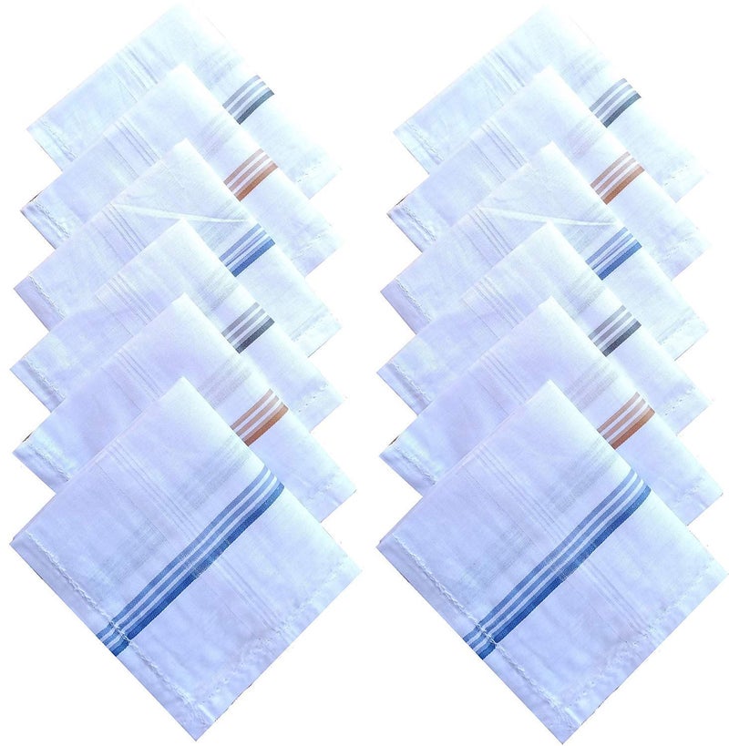 Kuber Industries Cotton 12 Piece Men's Handkerchief Set - White (CTKTC05634) Standard - Image 1