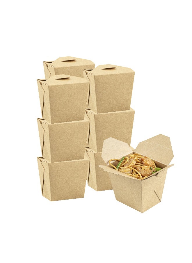 Bio Tek 16 Ounce Chinese Take Out Boxes, 200 Greaseproof Food To Go Boxes - Tab-Lock, Microwave-Safe, Kraft Paper Take Home Boxes, Recyclable, For Restaurants, Catering, And Parties