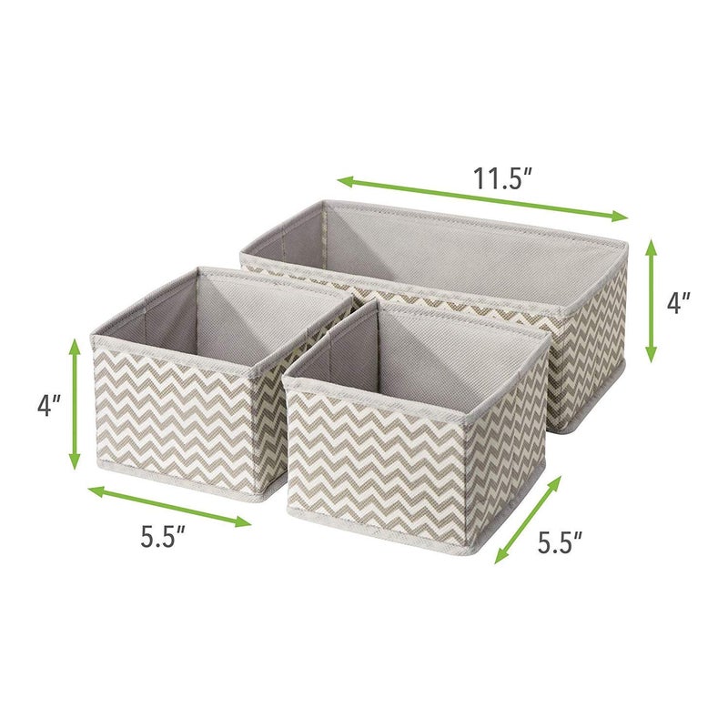 Unyks Star Unyks Star Foldable Cloth Storage Box Closet Dresser Drawer Organizer Cube Basket Bins Containers Divider with Drawers for Underwear Bras Socks Ties Scarves Set of 3 Grey Wave - Image 2